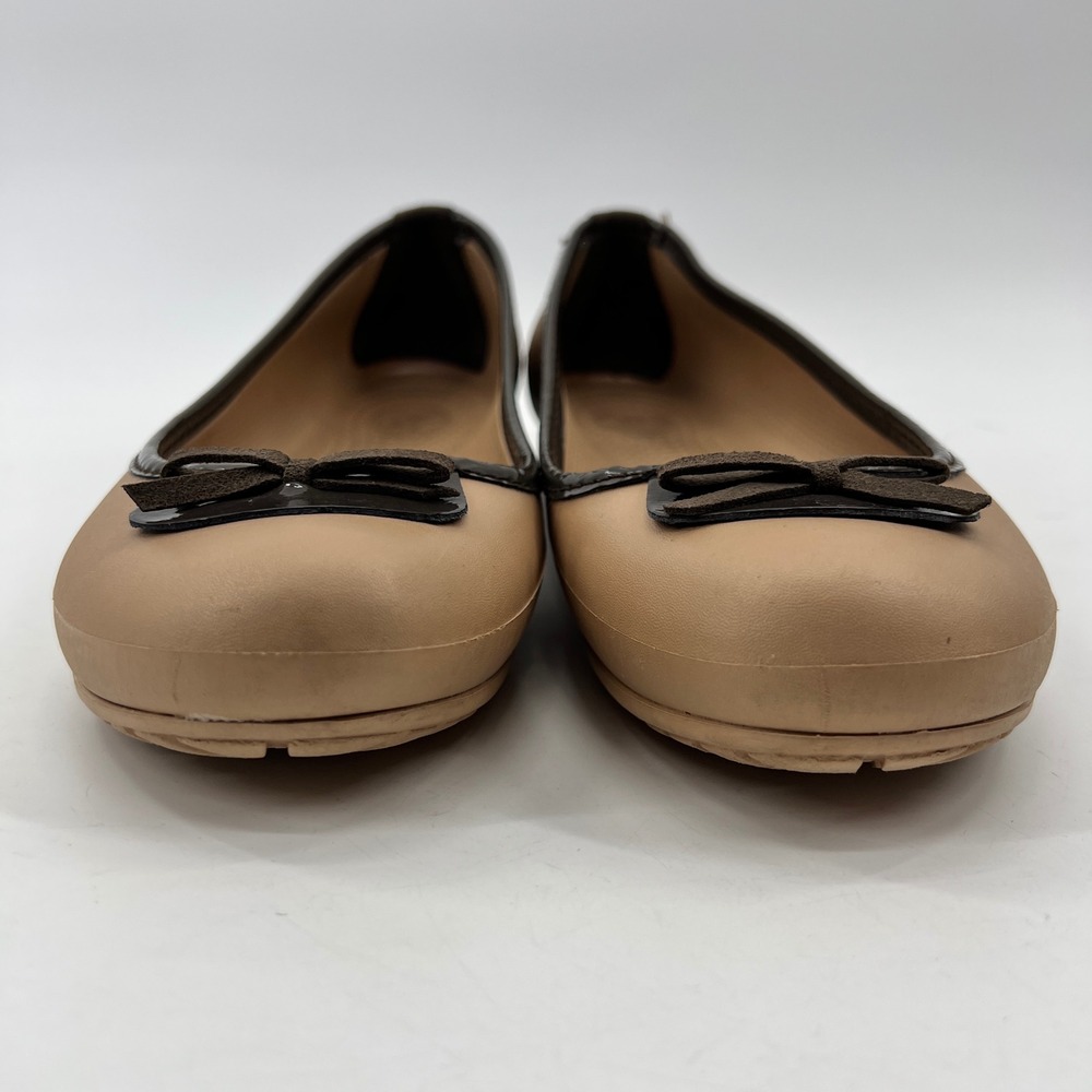 Crocs Olivia Ballet Flat Women 8 Tan Brown Bow Croslite Comfortable Slip On - Picture 5 of 10